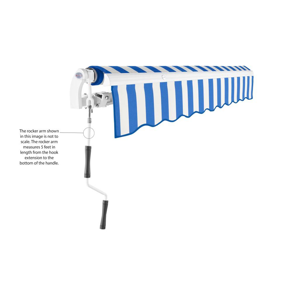 14' x 10' Maui Manual Patio Retractable Awning, Bright Blue/White Stripe. Picture 6