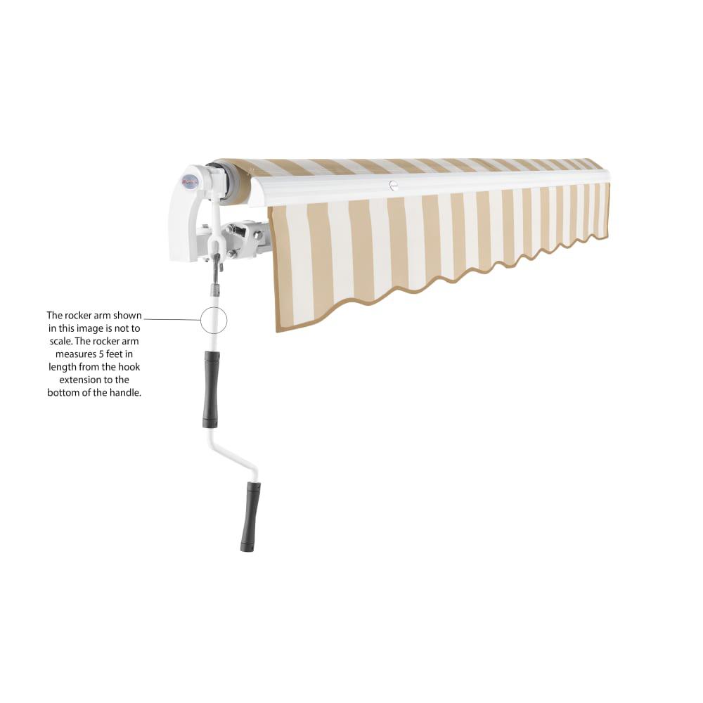 14' x 10' Maui Manual Patio Retractable Awning, Linen/White Stripe. Picture 6