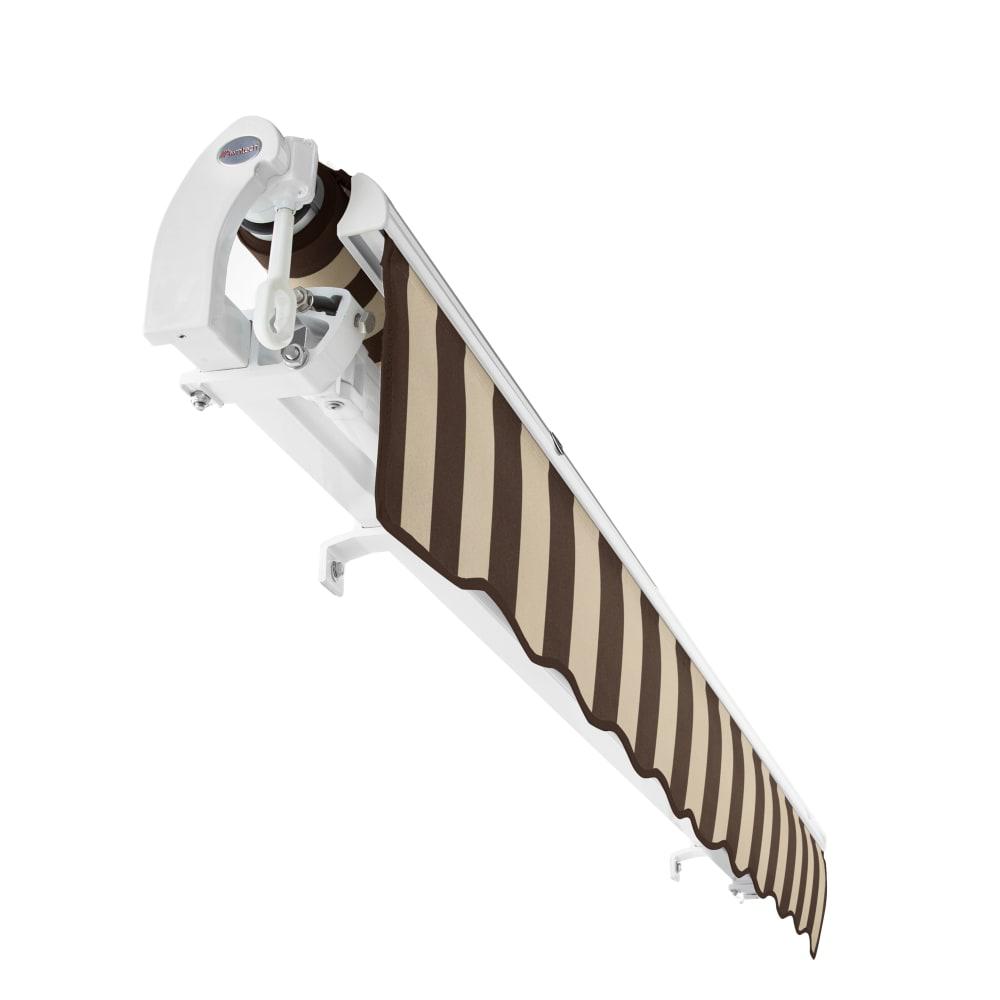 14' x 10' Maui Manual Patio Retractable Awning Acrylic Fabric, Brown/Tan Stripe. Picture 5