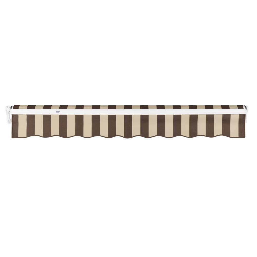 14' x 10' Maui Manual Patio Retractable Awning Acrylic Fabric, Brown/Tan Stripe. Picture 4