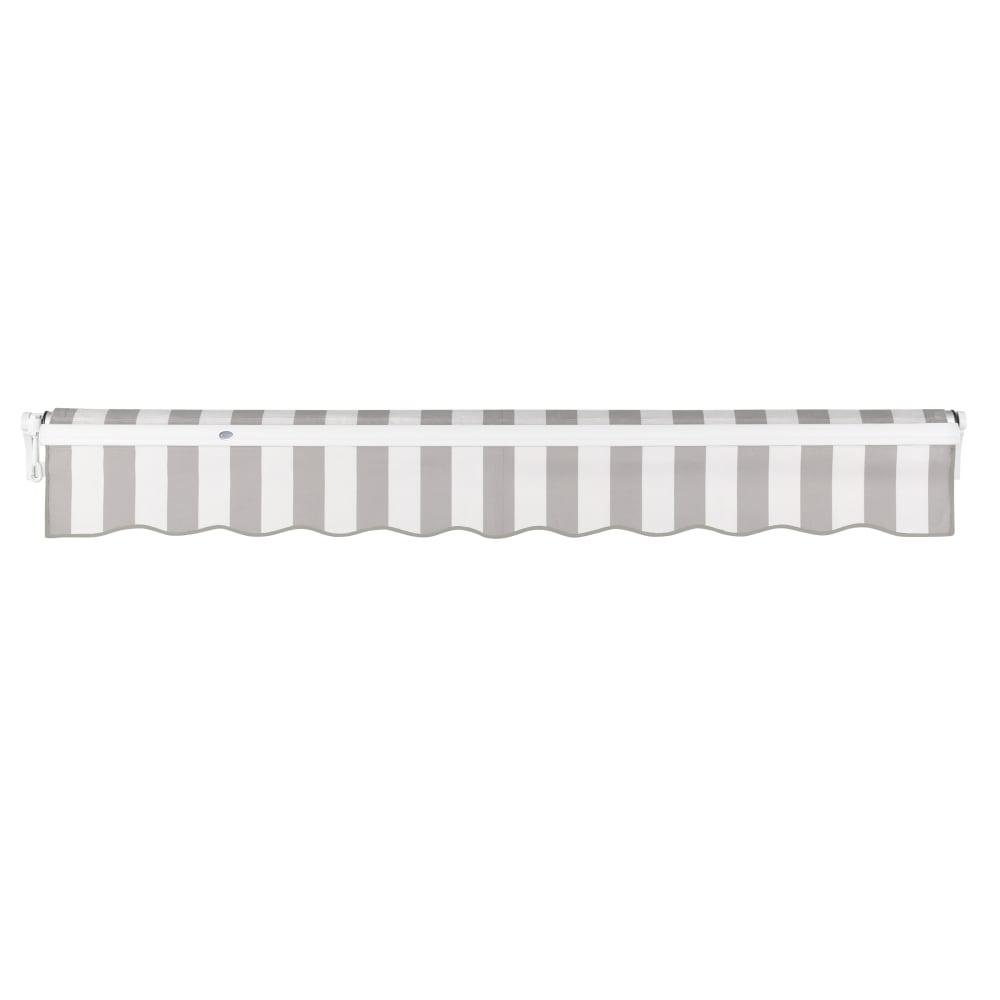 14' x 10' Maui Manual Patio Retractable Awning Acrylic Fabric, Gray/White Stripe. Picture 4
