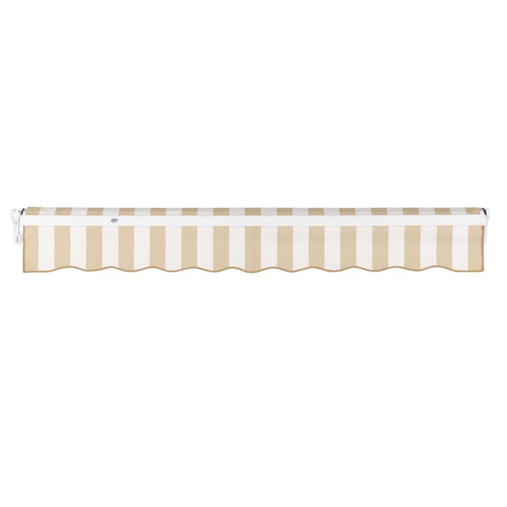 14' x 10' Maui Manual Patio Retractable Awning, Linen/White Stripe. Picture 4