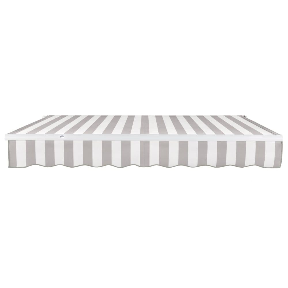14' x 10' Maui Manual Patio Retractable Awning Acrylic Fabric, Gray/White Stripe. Picture 3
