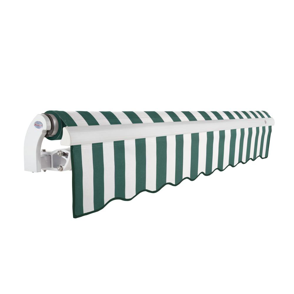14' x 10' Maui Right Motorized Patio Retractable Awning, Forest/White Stripe. Picture 2