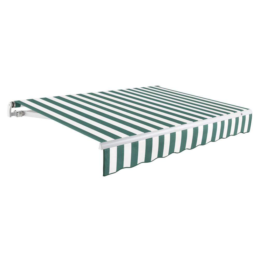 14' x 10' Maui Right Motorized Patio Retractable Awning, Forest/White Stripe. Picture 1