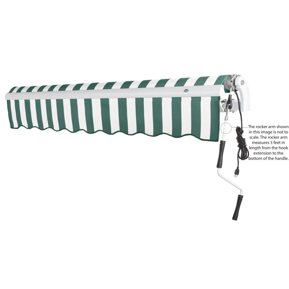 14' x 10' Maui Right Motorized Patio Retractable Awning, Forest/White Stripe. Picture 6