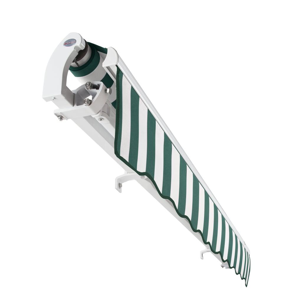 14' x 10' Maui Right Motorized Patio Retractable Awning, Forest/White Stripe. Picture 5