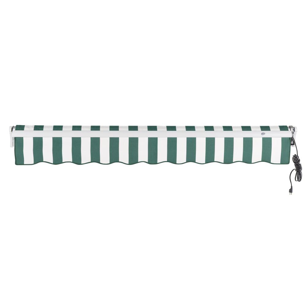 14' x 10' Maui Right Motorized Patio Retractable Awning, Forest/White Stripe. Picture 4