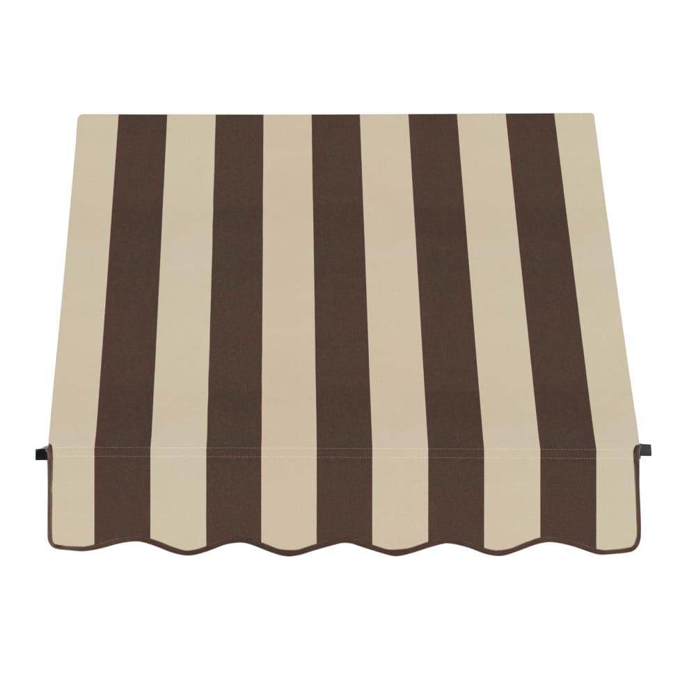 Awntech 3.375 ft Santa Fe Fixed Awning Acrylic Fabric, Brown/Tan Stripe. Picture 2
