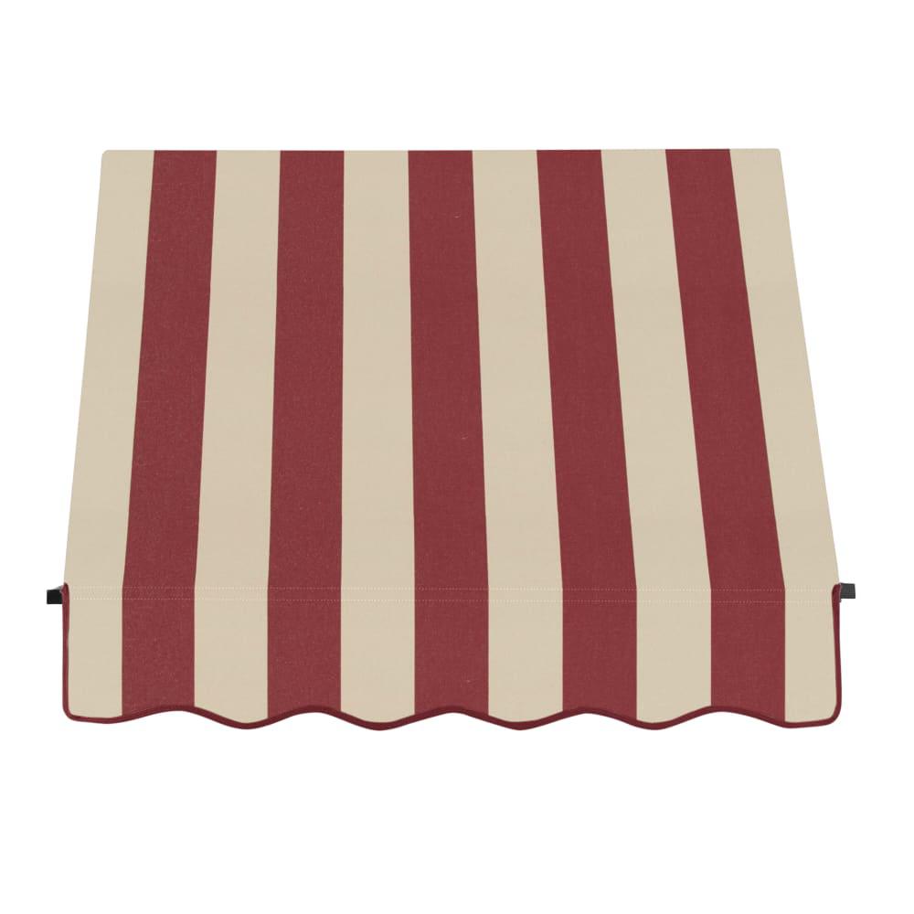 Awntech 3.375 ft Santa Fe Fixed Awning Acrylic Fabric, Burgundy/Tan Stripe. Picture 2