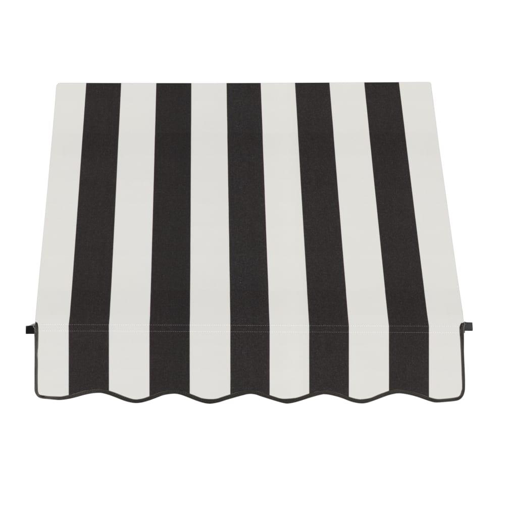 Awntech 3.375 ft Santa Fe Fixed Awning Acrylic Fabric, Black/White Stripe. Picture 2