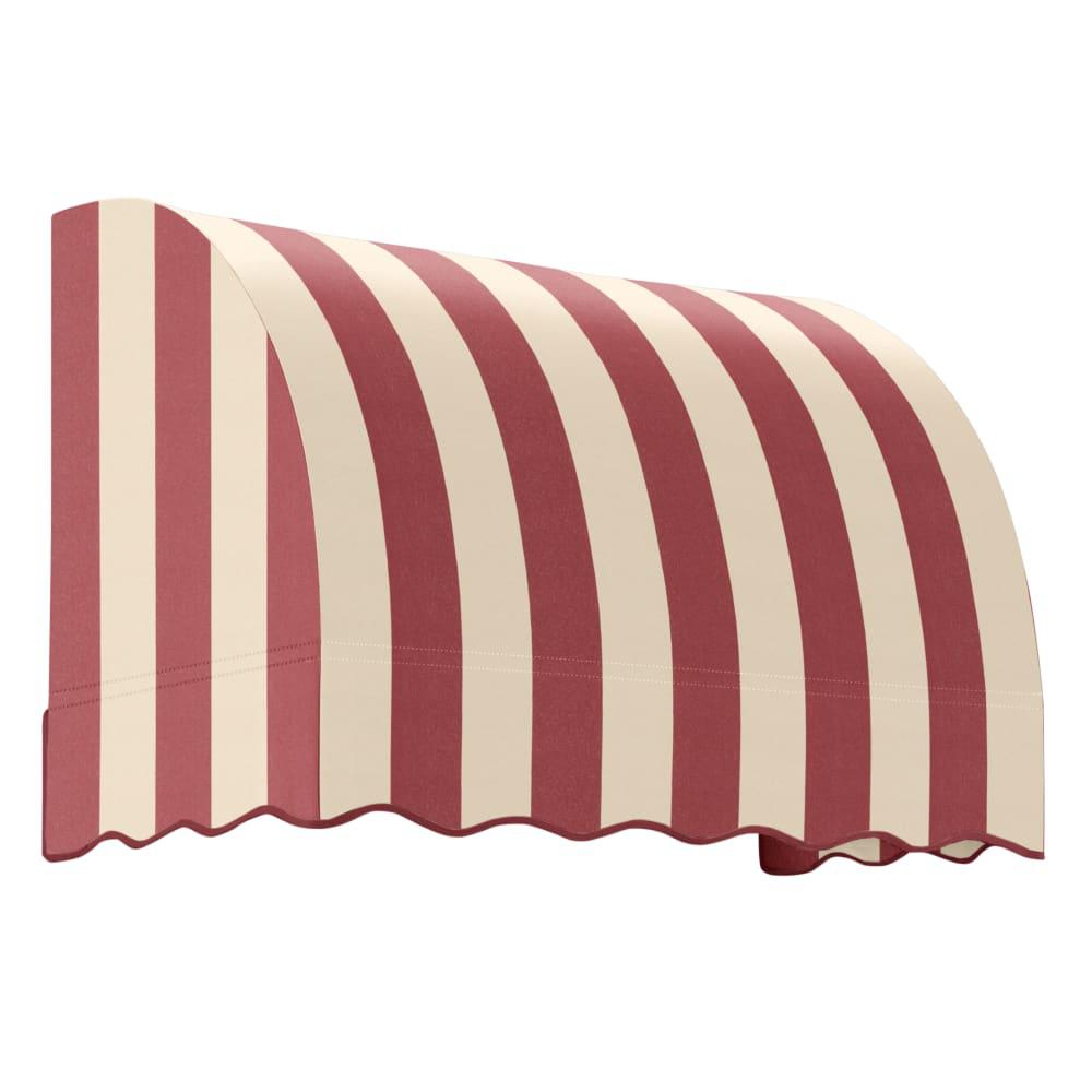 Awntech 3.375 ft Savannah Fixed Awning Acrylic Fabric, Burgundy/Tan Stripe. Picture 1