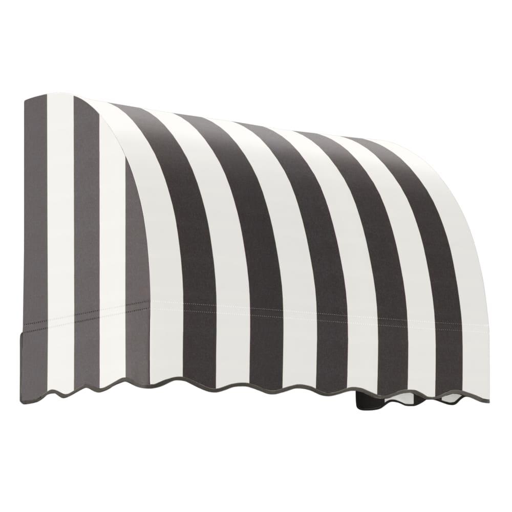 Awntech 3.375 ft Savannah Fixed Awning Acrylic Fabric, Black/White Stripe. Picture 1