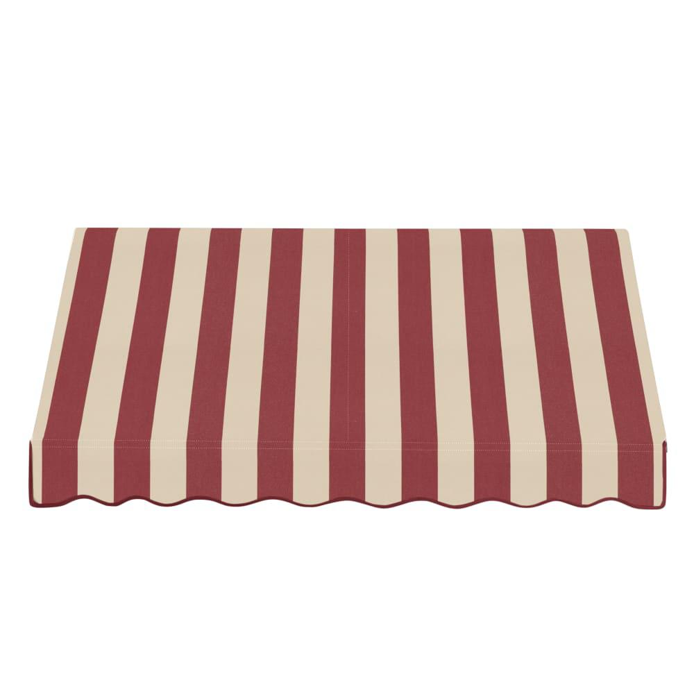 Awntech 7.375 ft Dallas Retro Fixed Awning Acrylic Fabric, Burgundy/Tan Stripe. Picture 2
