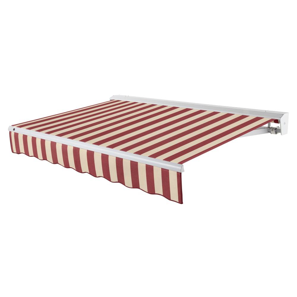 8' x 6.5' Destin Left Motorized Patio Retractable Awning, Burgundy/Tan Stripe. Picture 1