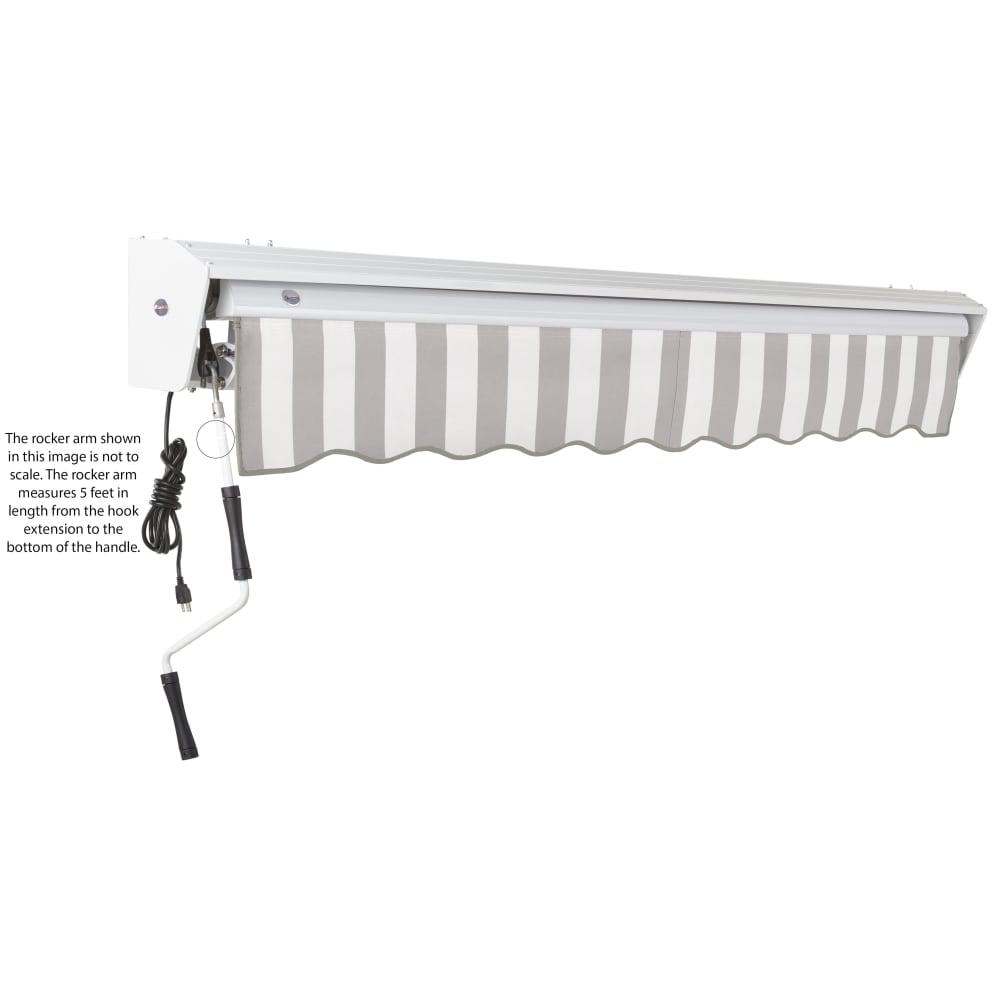 8' x 6.5' Destin Left Motorized Patio Retractable Awning, Gray/White Stripe. Picture 6