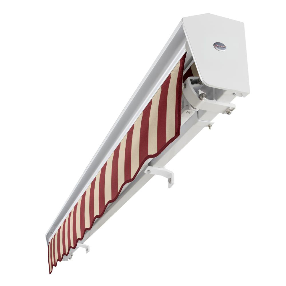 8' x 6.5' Destin Left Motorized Patio Retractable Awning, Burgundy/Tan Stripe. Picture 5
