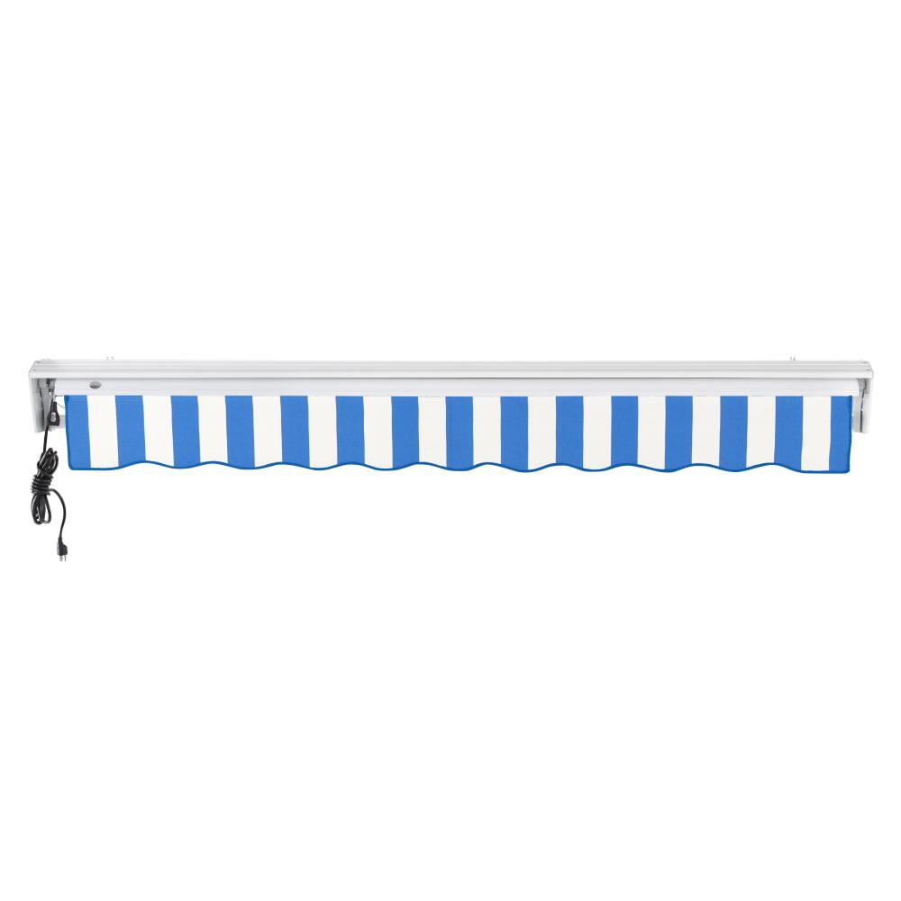 Destin Left Motorized Patio Retractable Awning, Bright Blue/White Stripe. Picture 4