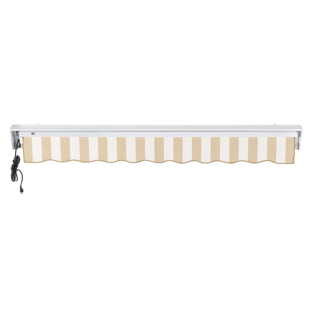 8' x 6.5' Destin Left Motorized Patio Retractable Awning, Linen/White Stripe. Picture 4