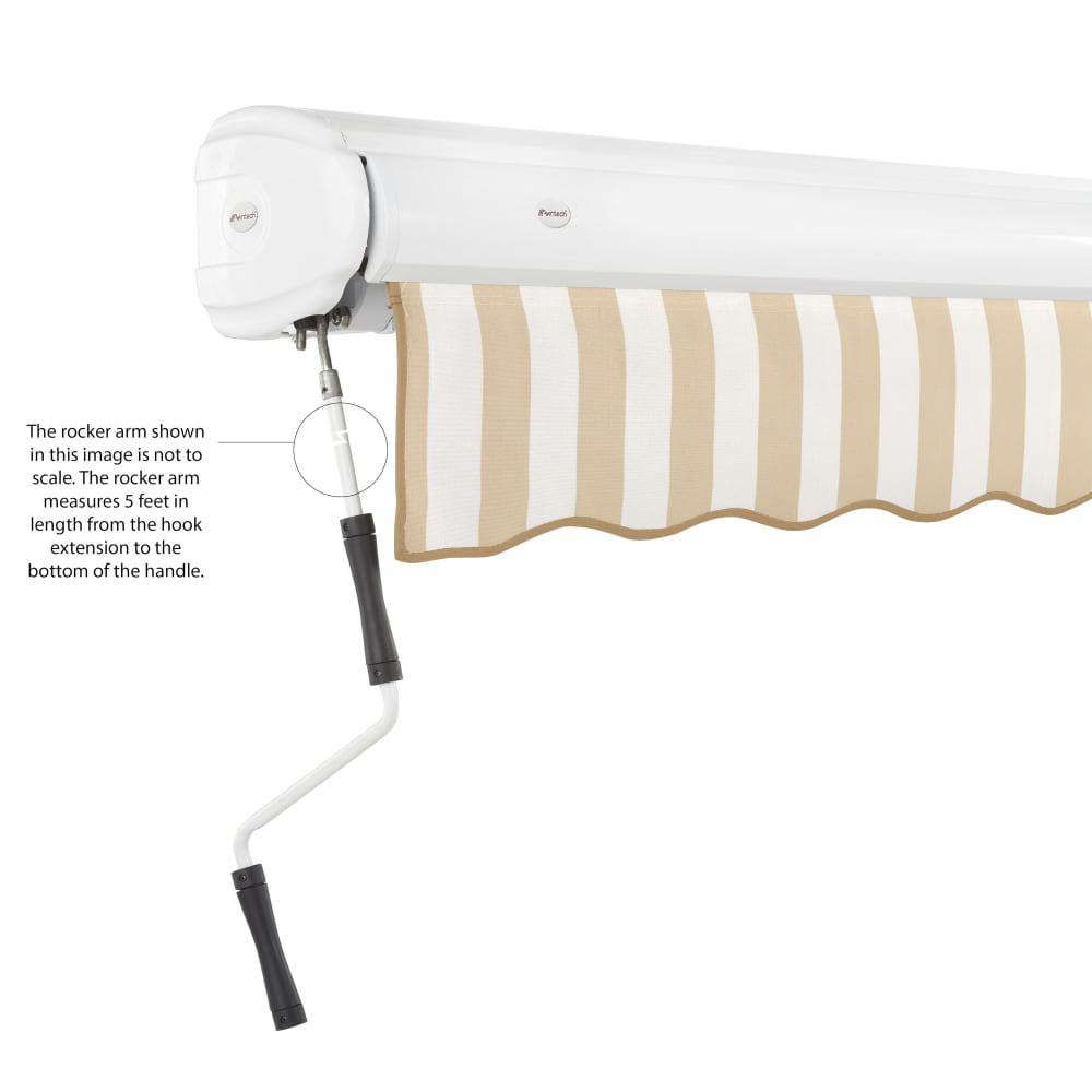 16' x 10' Full Cassette Manual Patio Retractable Awning, Linen/White Stripe. Picture 6