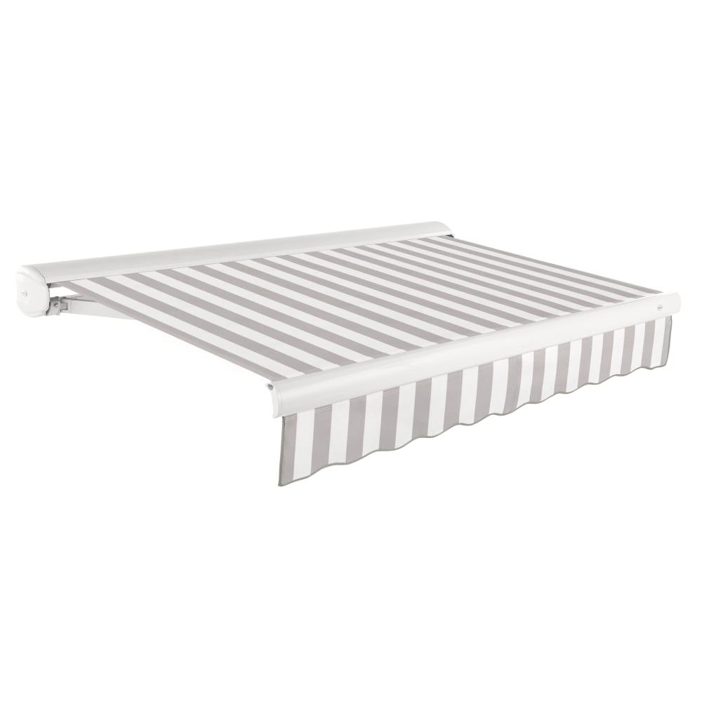 16' x 10' Full Cassette Manual Patio Retractable Awning, Gray/White Stripe. Picture 1
