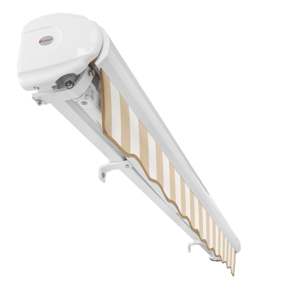 16' x 10' Full Cassette Manual Patio Retractable Awning, Linen/White Stripe. Picture 5