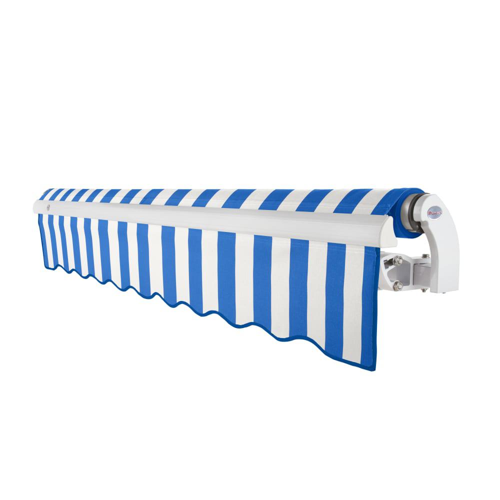 16' x 10' Maui Left Motorized Patio Retractable Awning, Bright Blue/White Stripe. Picture 2