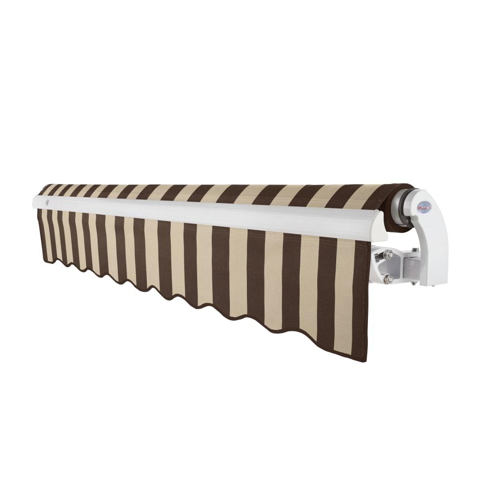 16' x 10' Maui Left Motorized Patio Retractable Awning, Brown/Tan Stripe. Picture 2