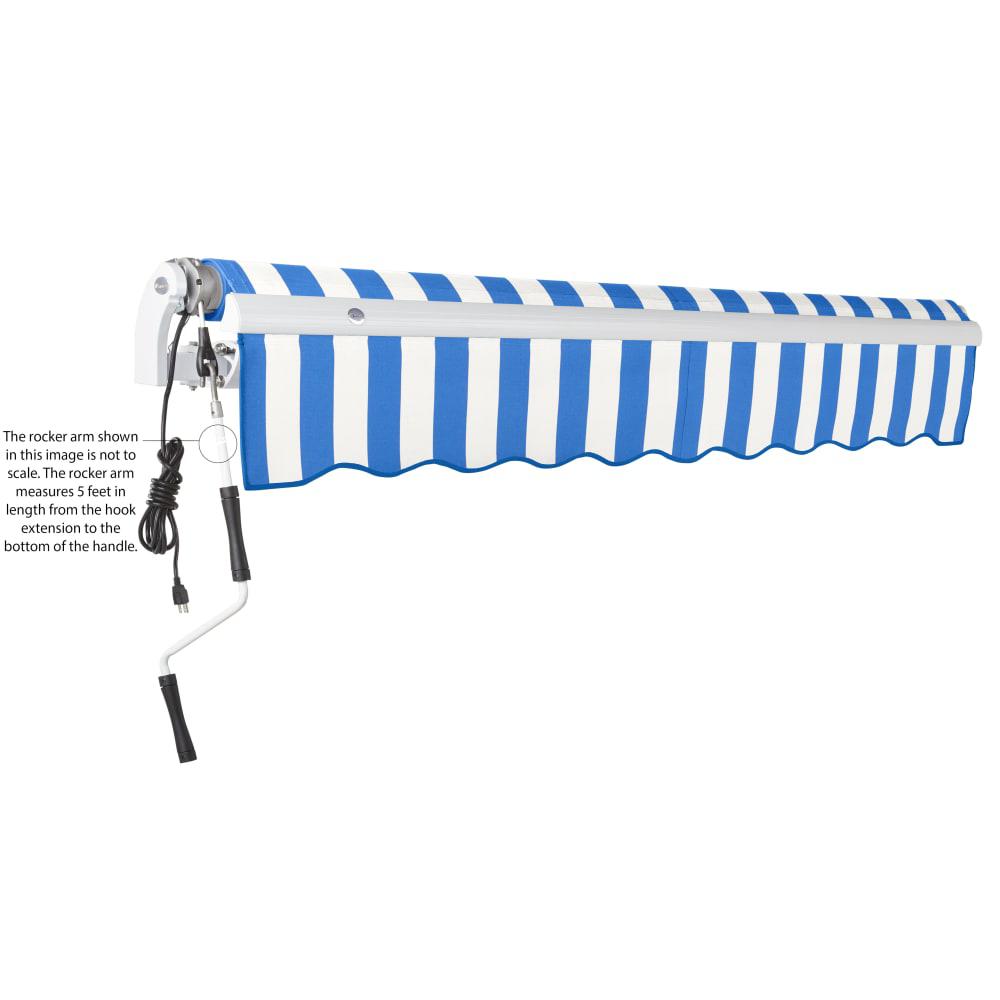 16' x 10' Maui Left Motorized Patio Retractable Awning, Bright Blue/White Stripe. Picture 6