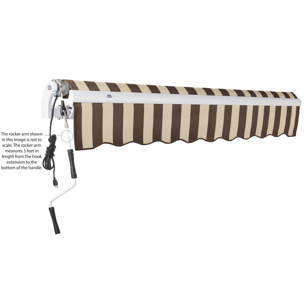 16' x 10' Maui Left Motorized Patio Retractable Awning, Brown/Tan Stripe. Picture 6