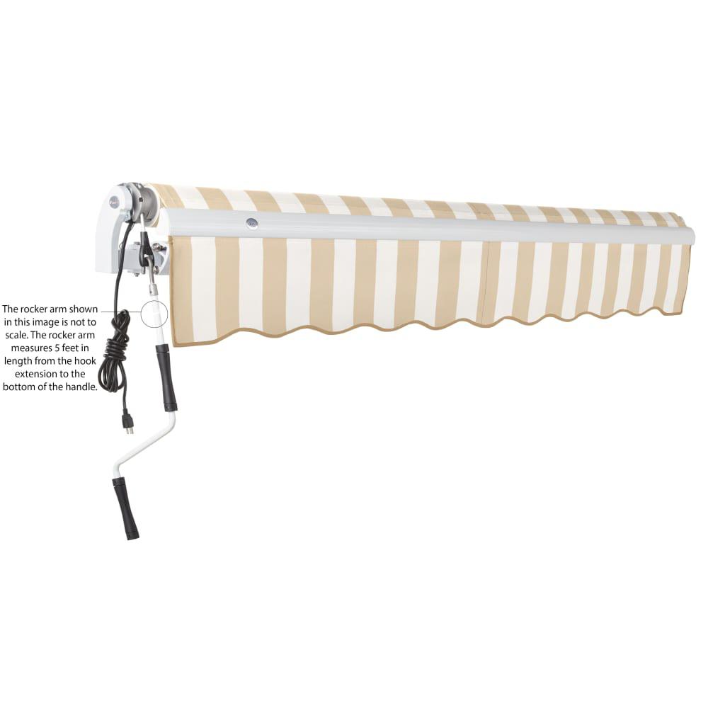 16' x 10' Maui Left Motorized Patio Retractable Awning, Linen/White Stripe. Picture 6