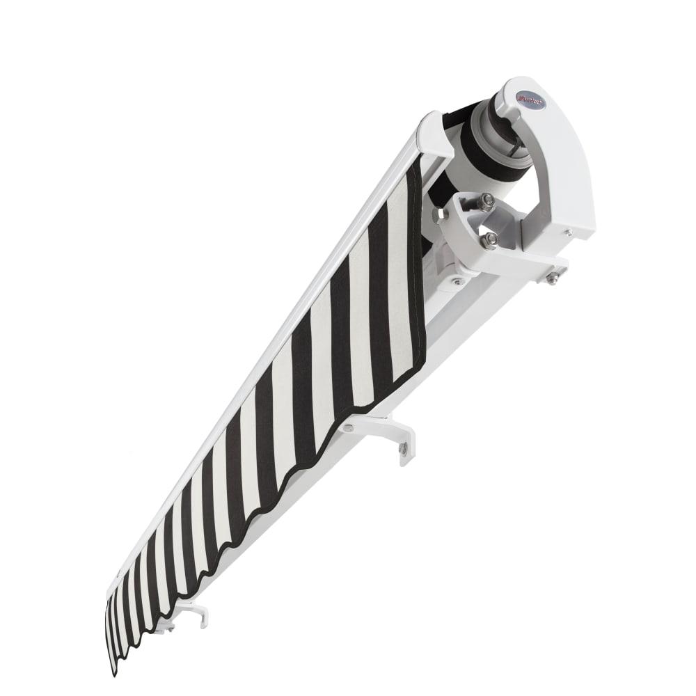 16' x 10' Maui Left Motorized Patio Retractable Awning, Black/White Stripe. Picture 5