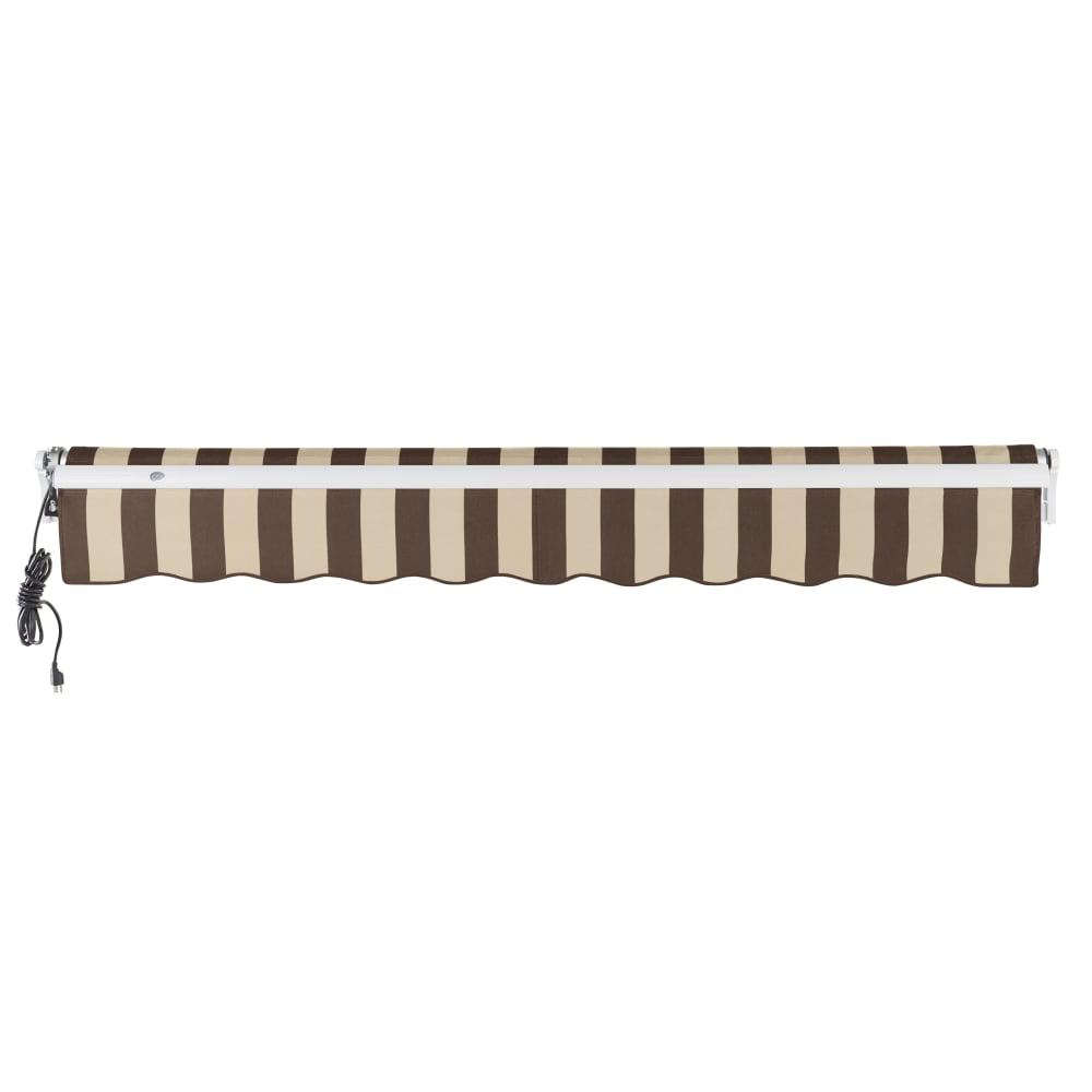 16' x 10' Maui Left Motorized Patio Retractable Awning, Brown/Tan Stripe. Picture 4