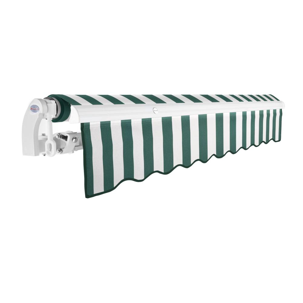 16' x 10' Maui Manual Patio Retractable Awning, Forest/White Stripe. Picture 2