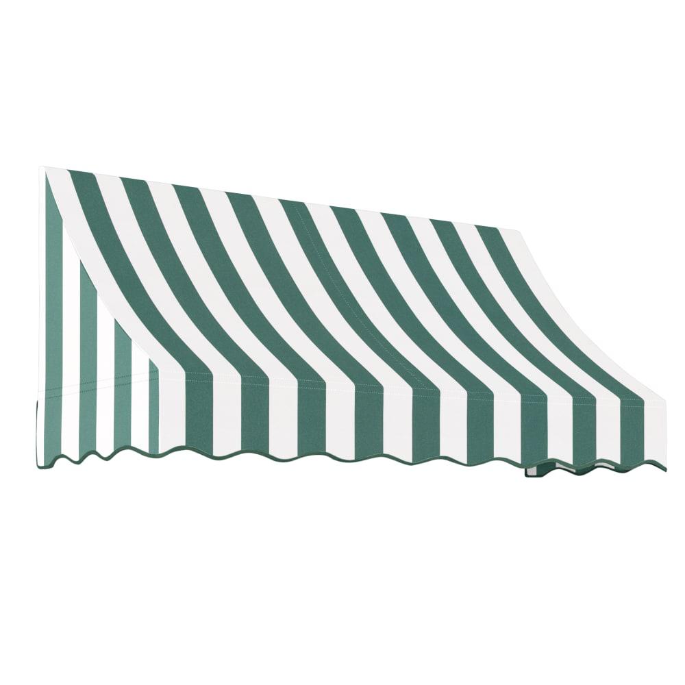 Awntech 7.375 ft Nantucket Fixed Awning Acrylic Fabric, Forest/White Stripe. Picture 1