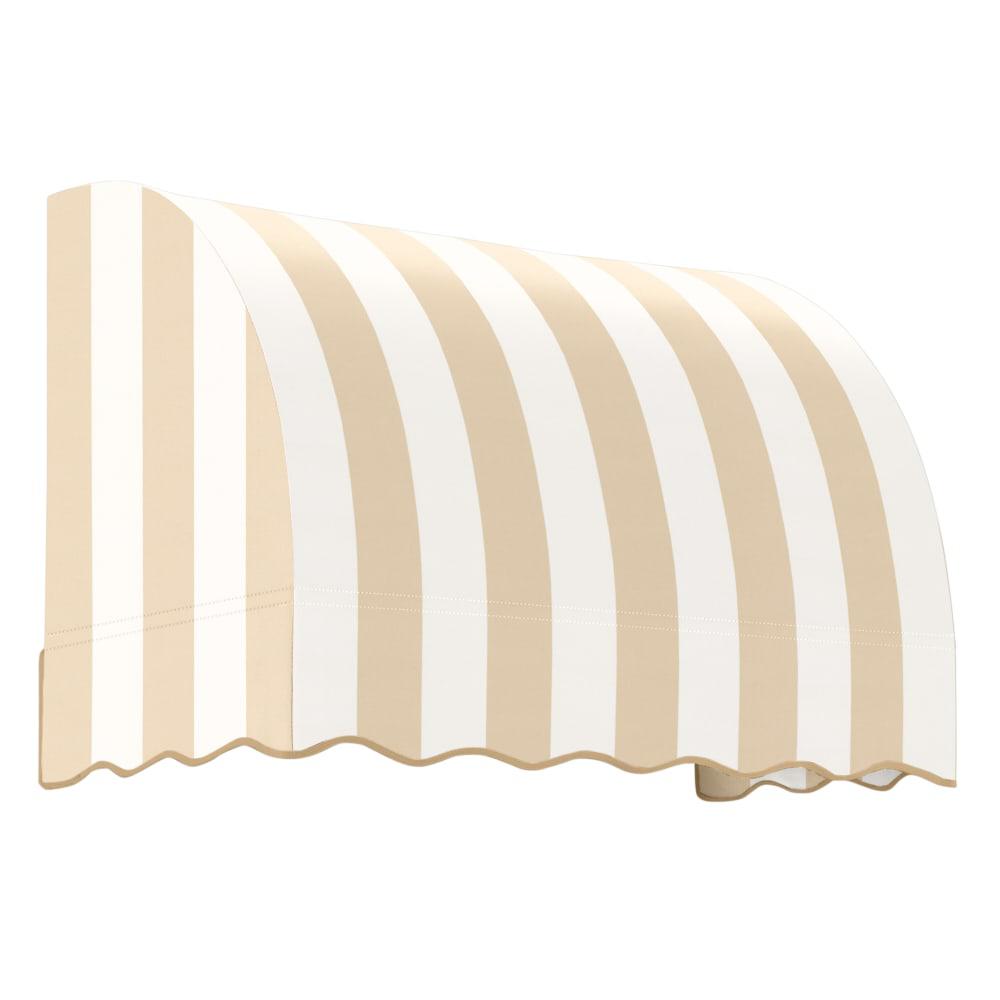 Awntech 4.375 ft Savannah Fixed Awning Acrylic Fabric, Linen/White Stripe. Picture 1