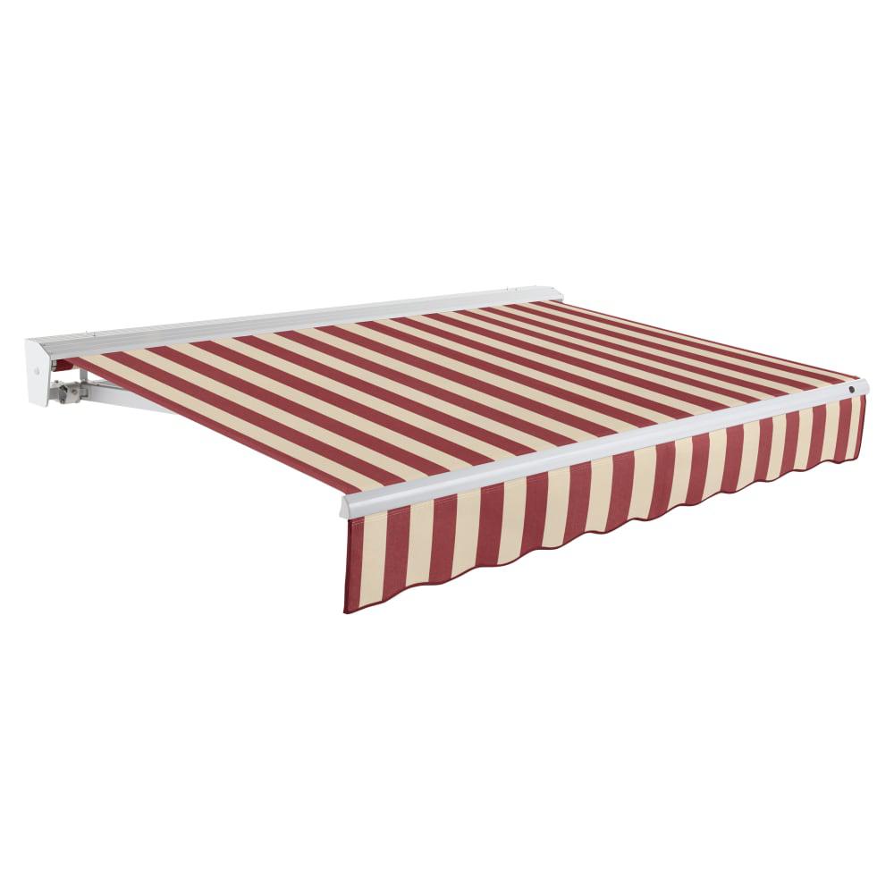 18' x 10' Destin Manual Patio Retractable Awning, Burgundy/Tan Stripe. Picture 1