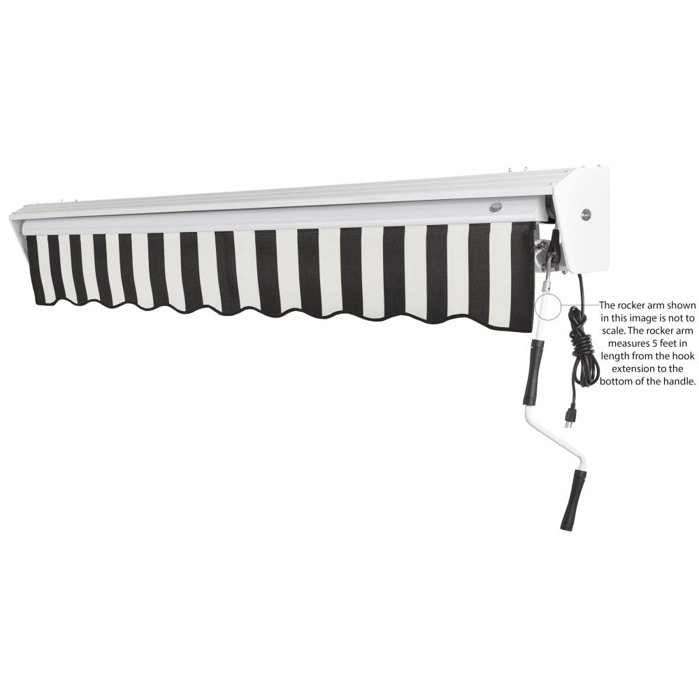 18' x 10' Destin Right Motorized Patio Retractable Awning, Black/White Stripe. Picture 6