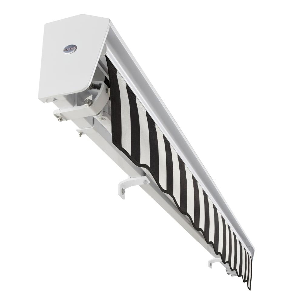 18' x 10' Destin Manual Patio Retractable Awning, Black/White Stripe. Picture 5