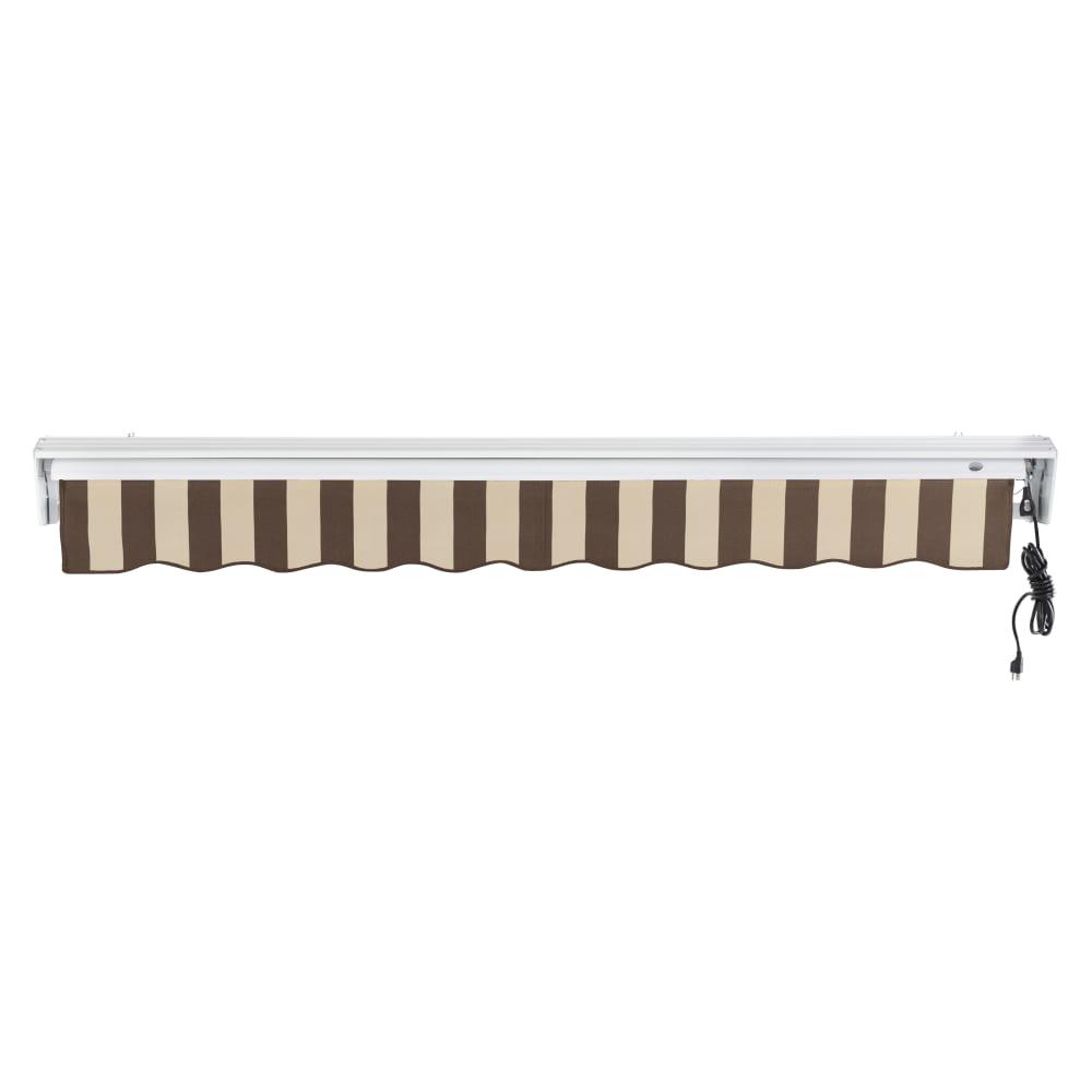 18' x 10' Destin Right Motorized Patio Retractable Awning, Brown/Tan Stripe. Picture 4