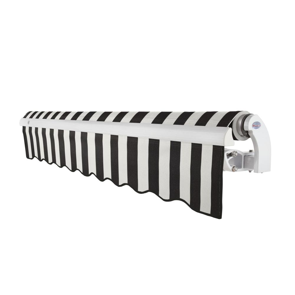 18' x 10' Maui Left Motorized Patio Retractable Awning, Black/White Stripe. Picture 2