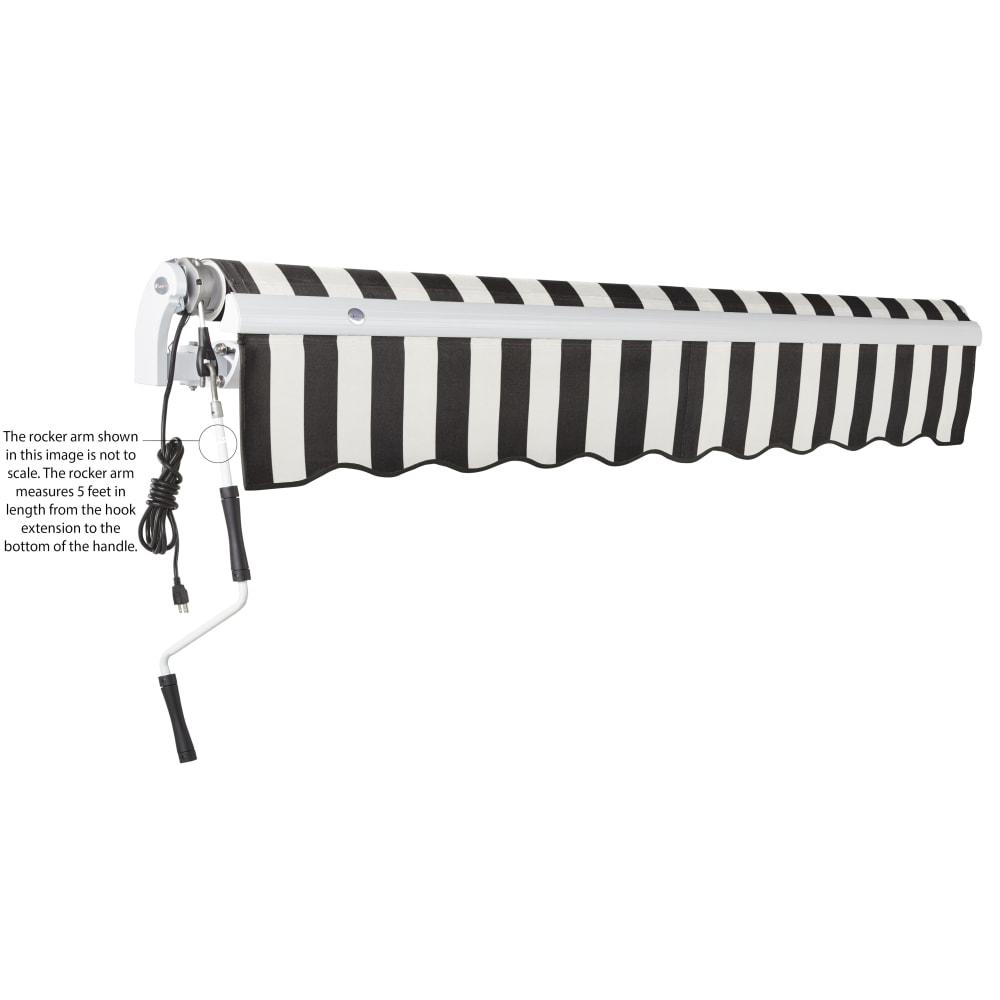 18' x 10' Maui Left Motorized Patio Retractable Awning, Black/White Stripe. Picture 6
