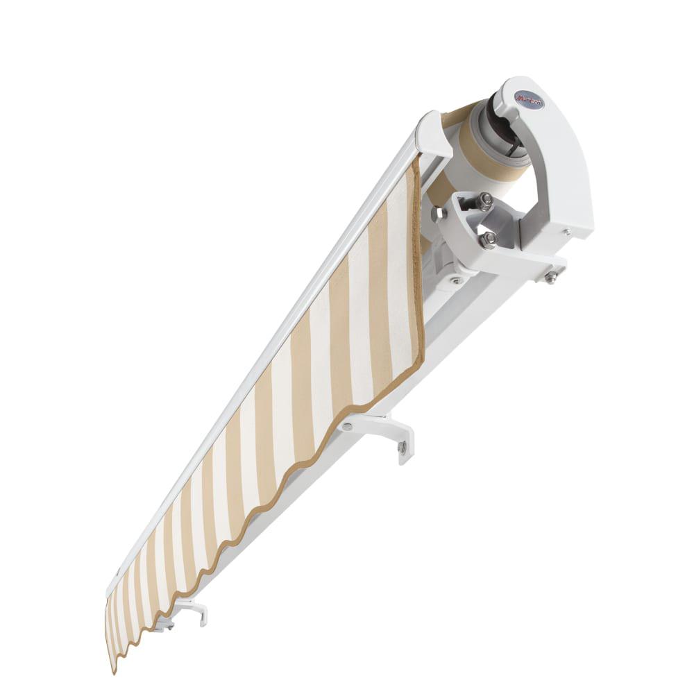 18' x 10' Maui Left Motorized Patio Retractable Awning, Linen/White Stripe. Picture 5