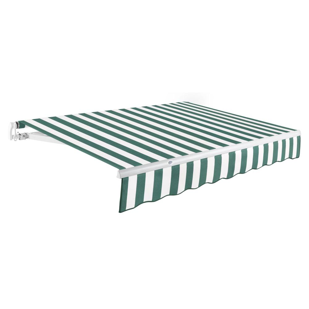18' x 10' Maui Manual Patio Retractable Awning, Forest/White Stripe. Picture 1