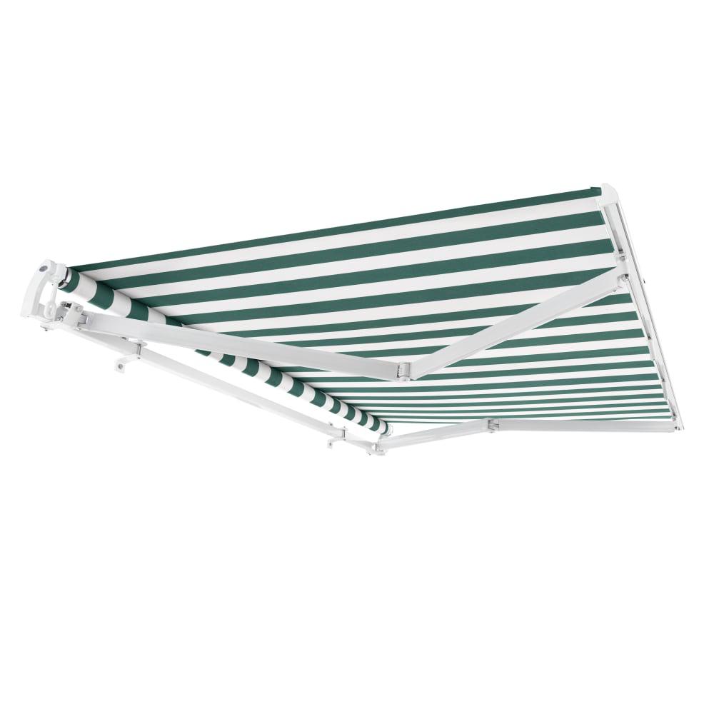 18' x 10' Maui Manual Patio Retractable Awning, Forest/White Stripe. Picture 7