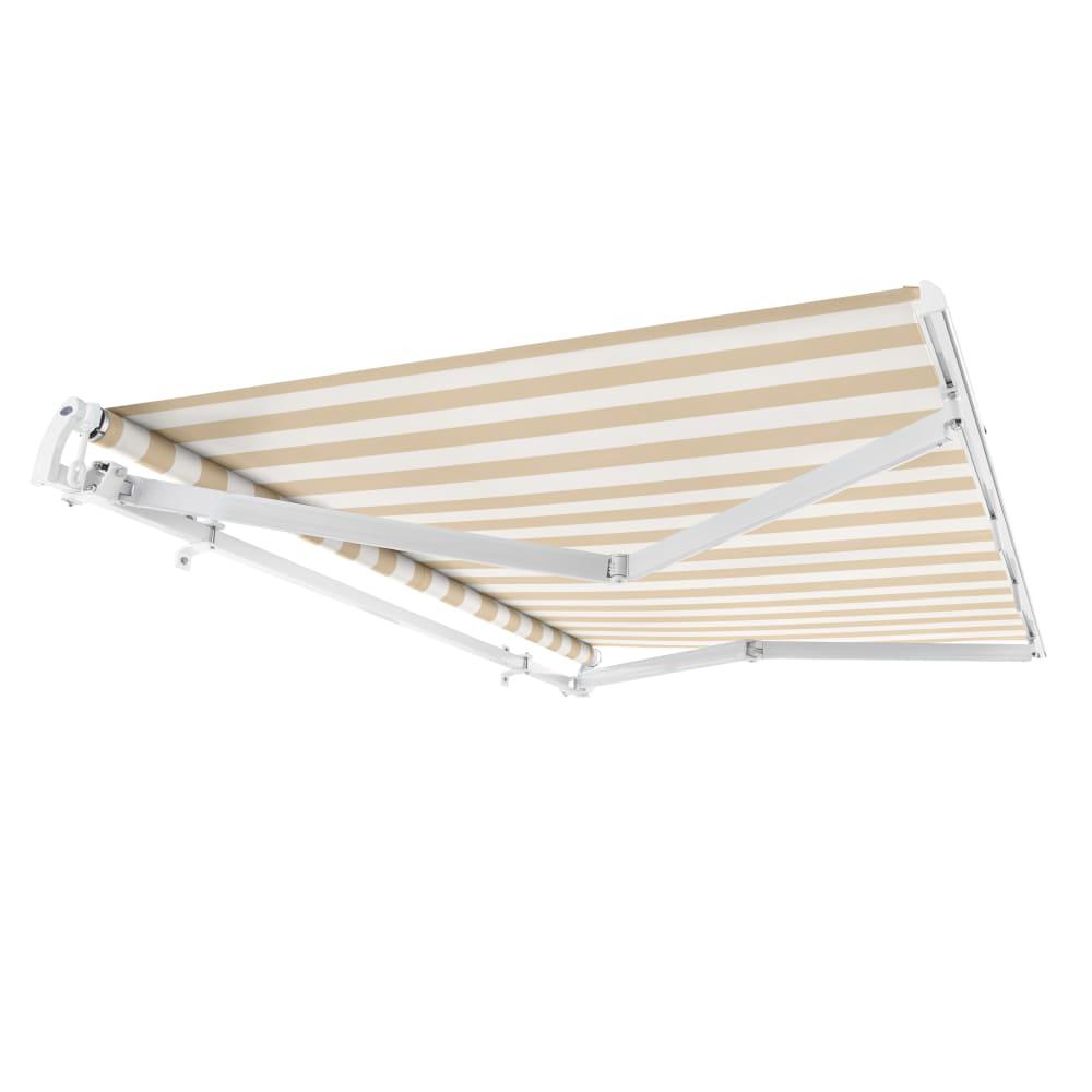 20' x 10' Maui Manual Patio Retractable Awning, Linen/White Stripe. Picture 7