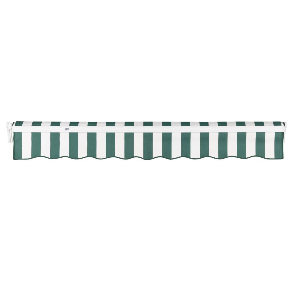 18' x 10' Maui Manual Patio Retractable Awning, Forest/White Stripe. Picture 4