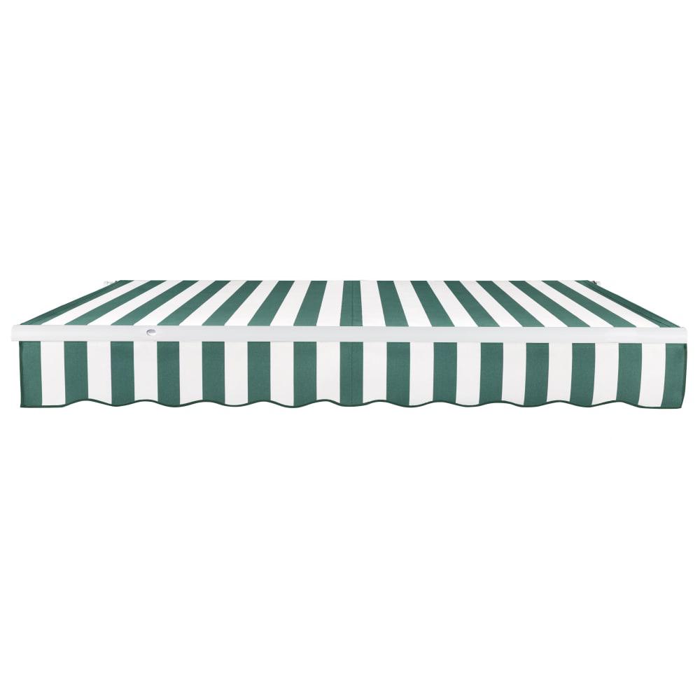 18' x 10' Maui Manual Patio Retractable Awning, Forest/White Stripe. Picture 3
