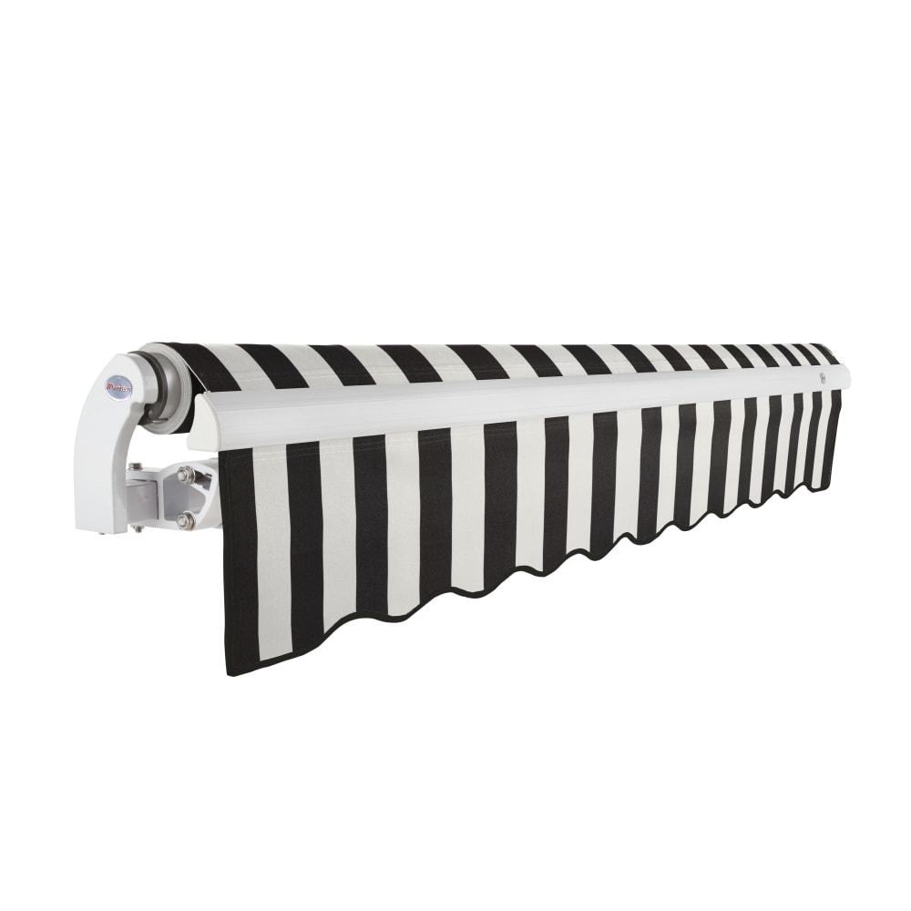 18' x 10' Maui Right Motorized Patio Retractable Awning, Black/White Stripe. Picture 2