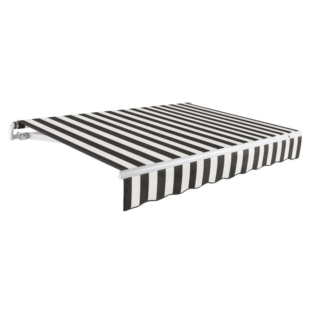 18' x 10' Maui Right Motorized Patio Retractable Awning, Black/White Stripe. Picture 1
